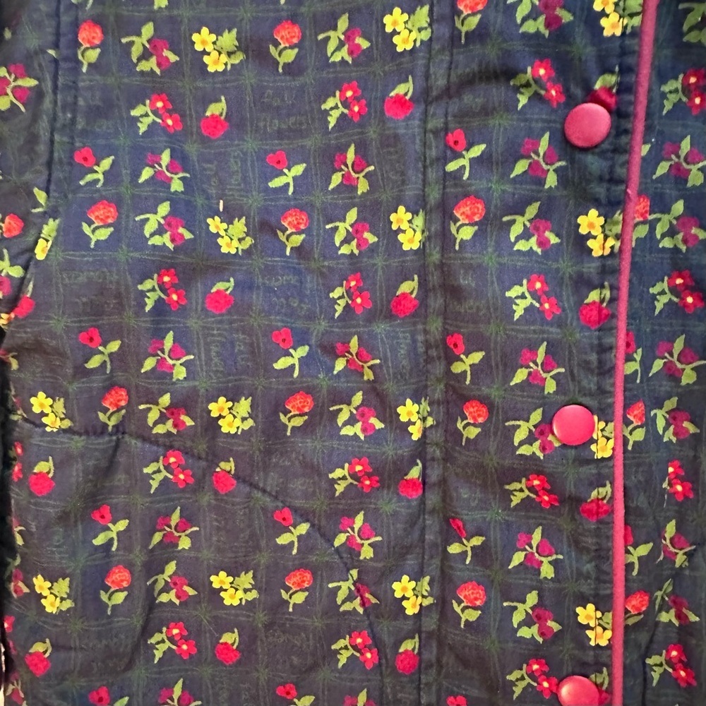 Vintage Gymboree 1998 Rainbow Tag Reversible Floral Blue/Pink Coat &Mittens 2-3T - Picture 5 of 12